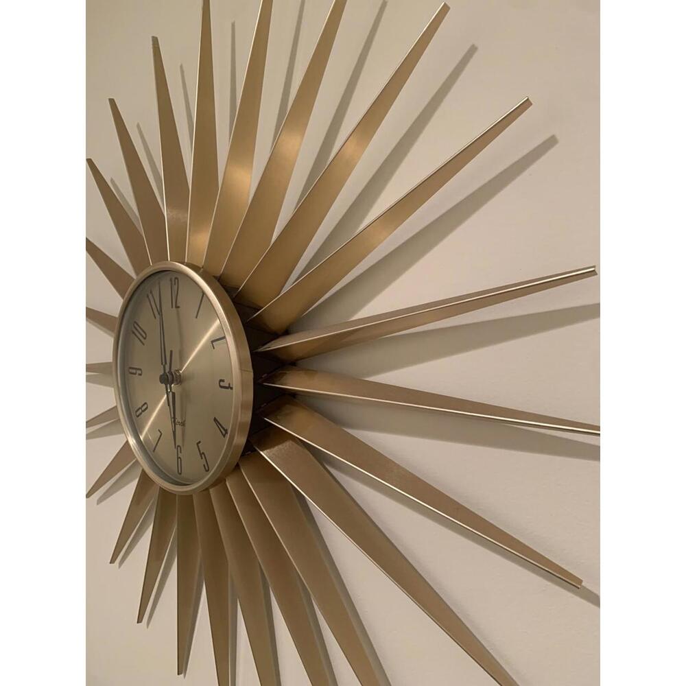 Vintage Kirch RETRO Mid Century Modern Sun Sunburst Atomic Wall Clock Metal - Picture 3 of 12